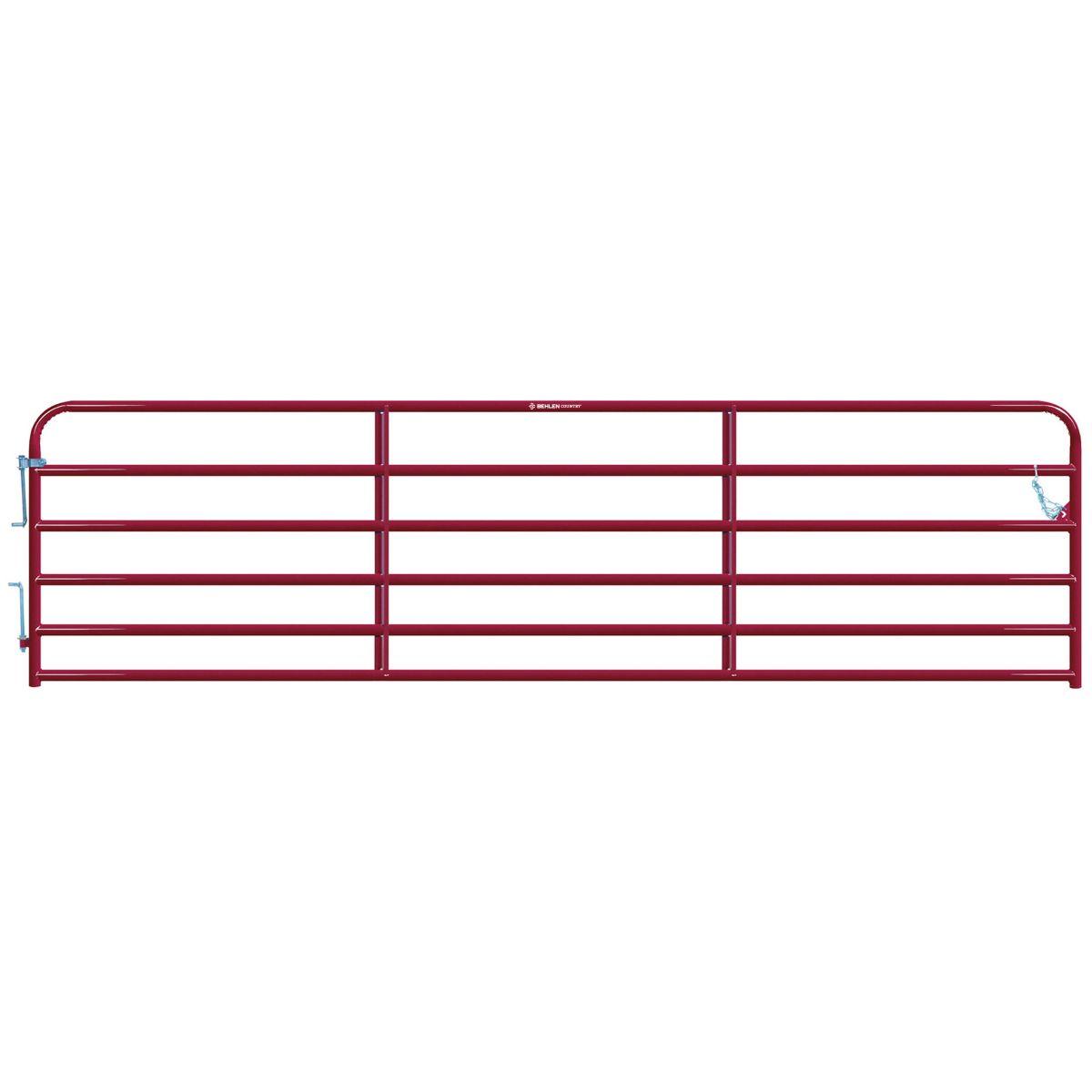 AgStar 16 ft Red 6-Bar Livestock Gate Heavy-Duty Powder-Coated Steel