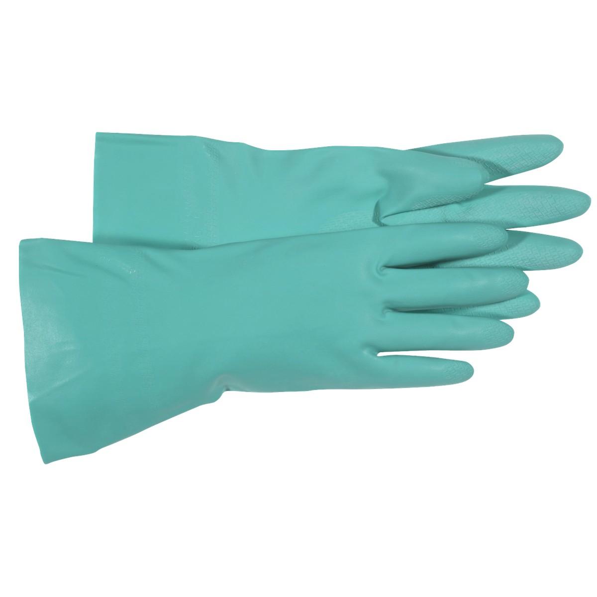 Boss Green Nitrile Work Gloves Extended Gauntlet 13"