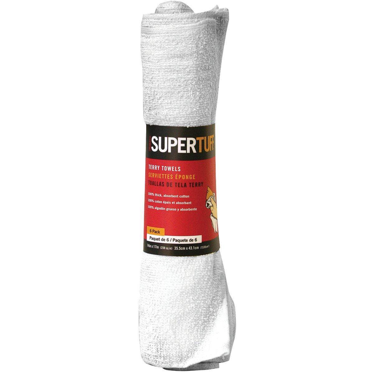 Trimaco SuperTuff 10756 White Cotton Terry Towel, 17L x 14W