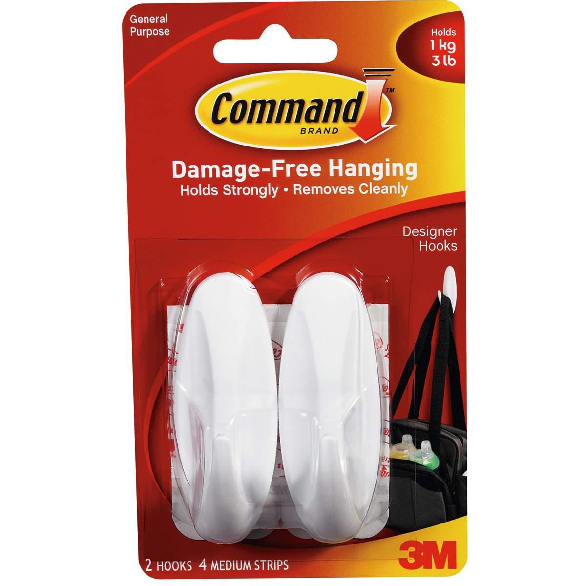 COMMAND MEDIUM HOOK WHITE 2PK