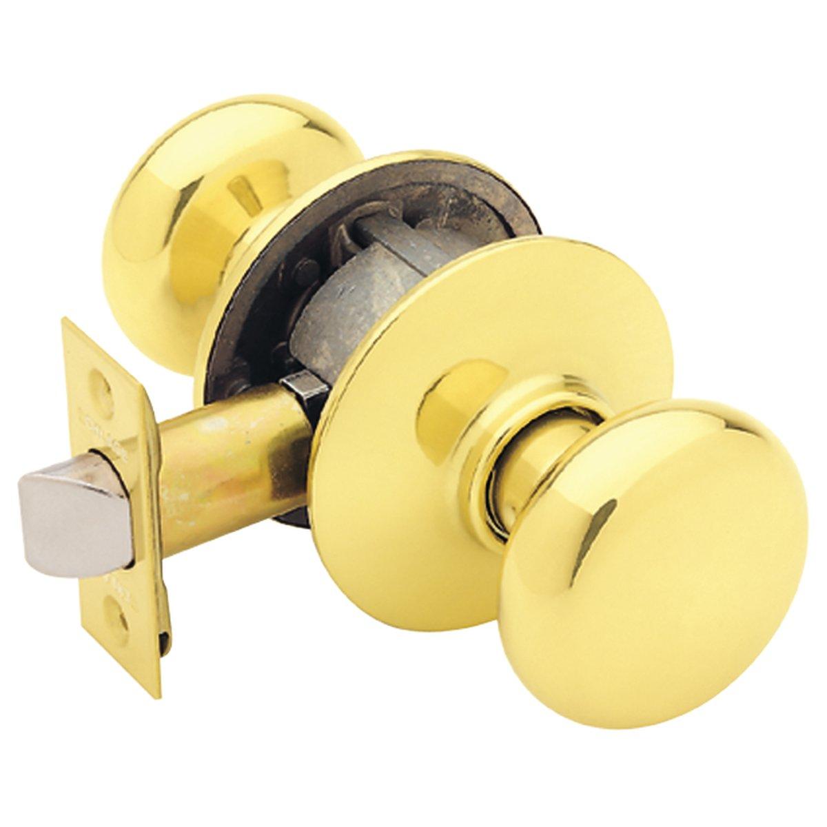 Schlage Plymouth Series Bright Brass Round Full Ball Door Knob Lockset