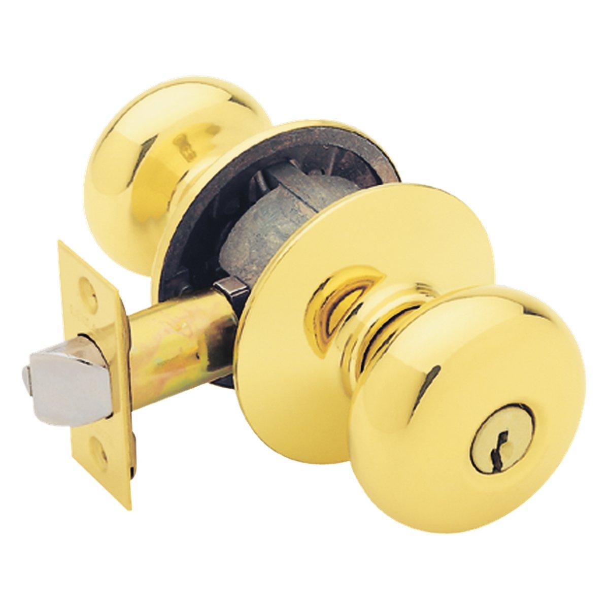Schlage Plymouth Series Keyed Entry Door Knob in Bright Brass