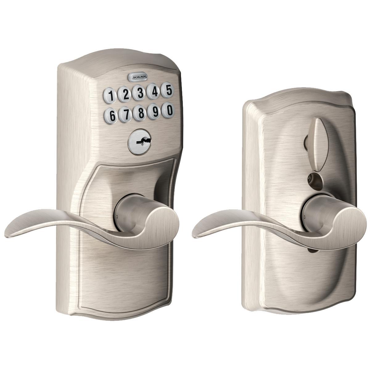 Schlage Keypad Lock Wave Design Satin Nickel