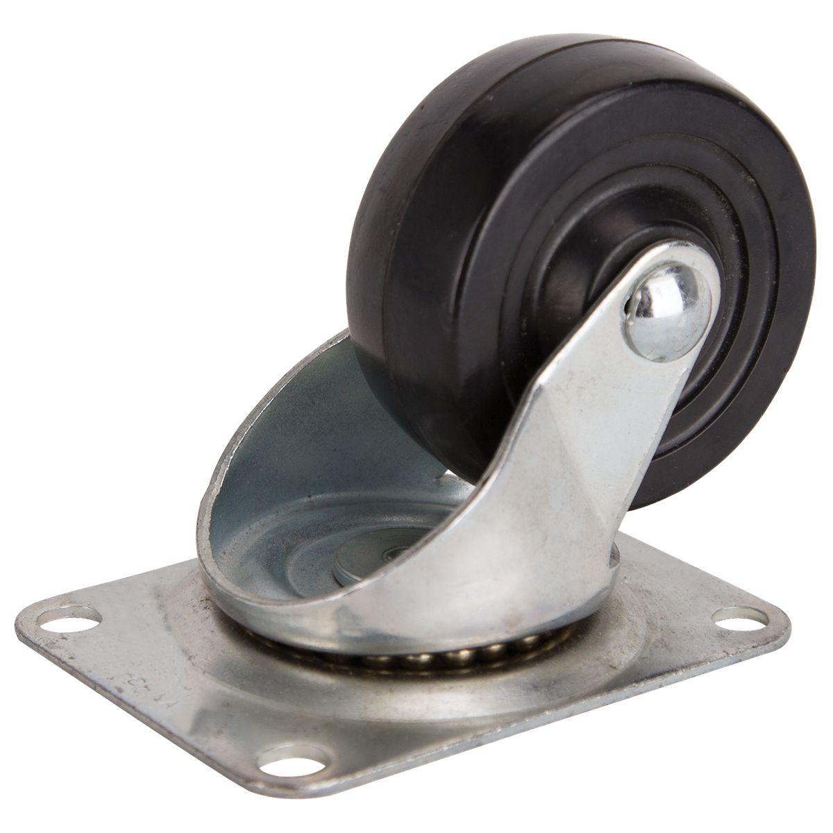 ProSource Black Rubber Swivel Caster Steel Housing 3"
