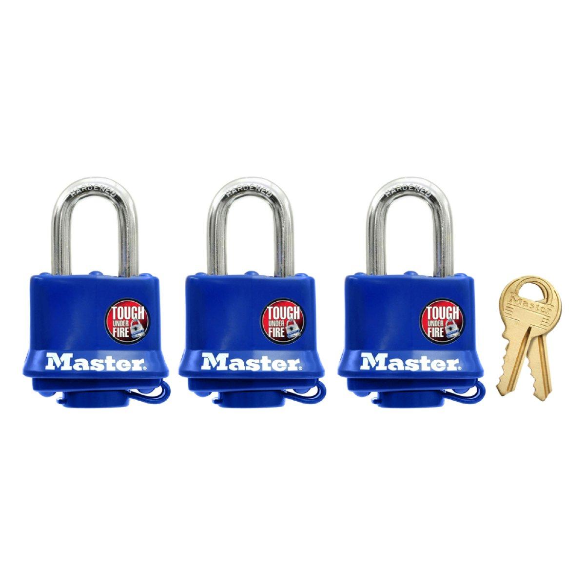 Master Lock Keyed Alike Padlock 9/32" Shackle 3-Pk
