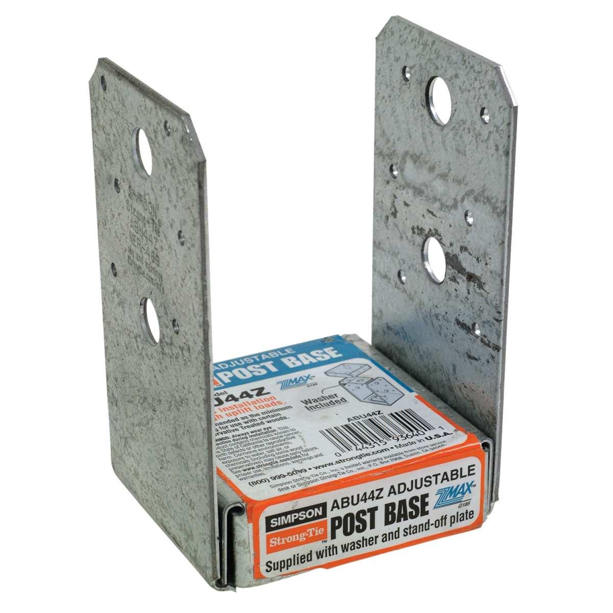 Simpson Strong-Tie ABU ABU44Z Post Base, 4 x 4 in Post, 16 ga Gauge, Steel, ZMAX Alt #1