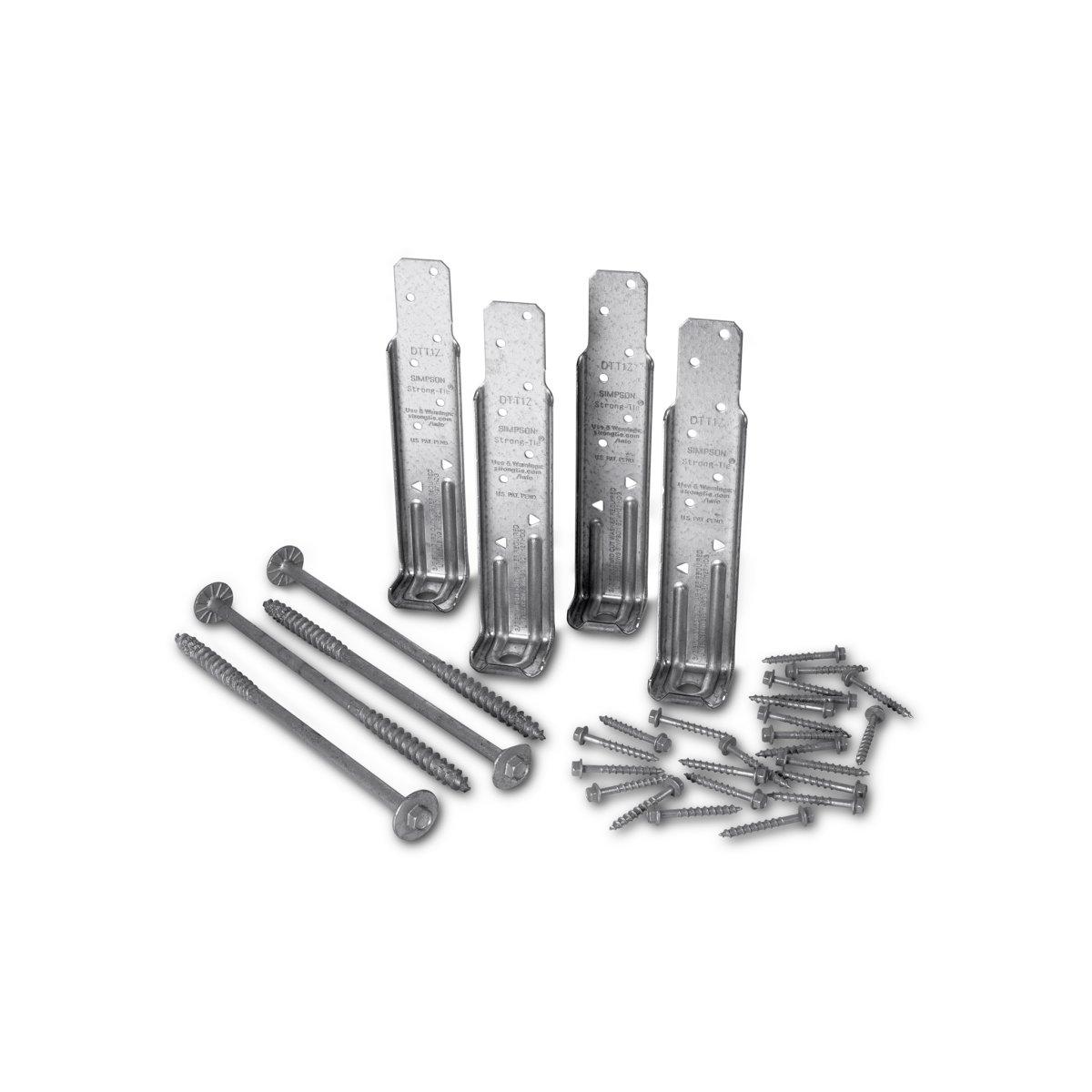 Simpson Strong-Tie DTT1Z-KT DTT1Z ZMAX Galvanized Deck Tension Tie Kit for 2x with Screws (4-Qty)