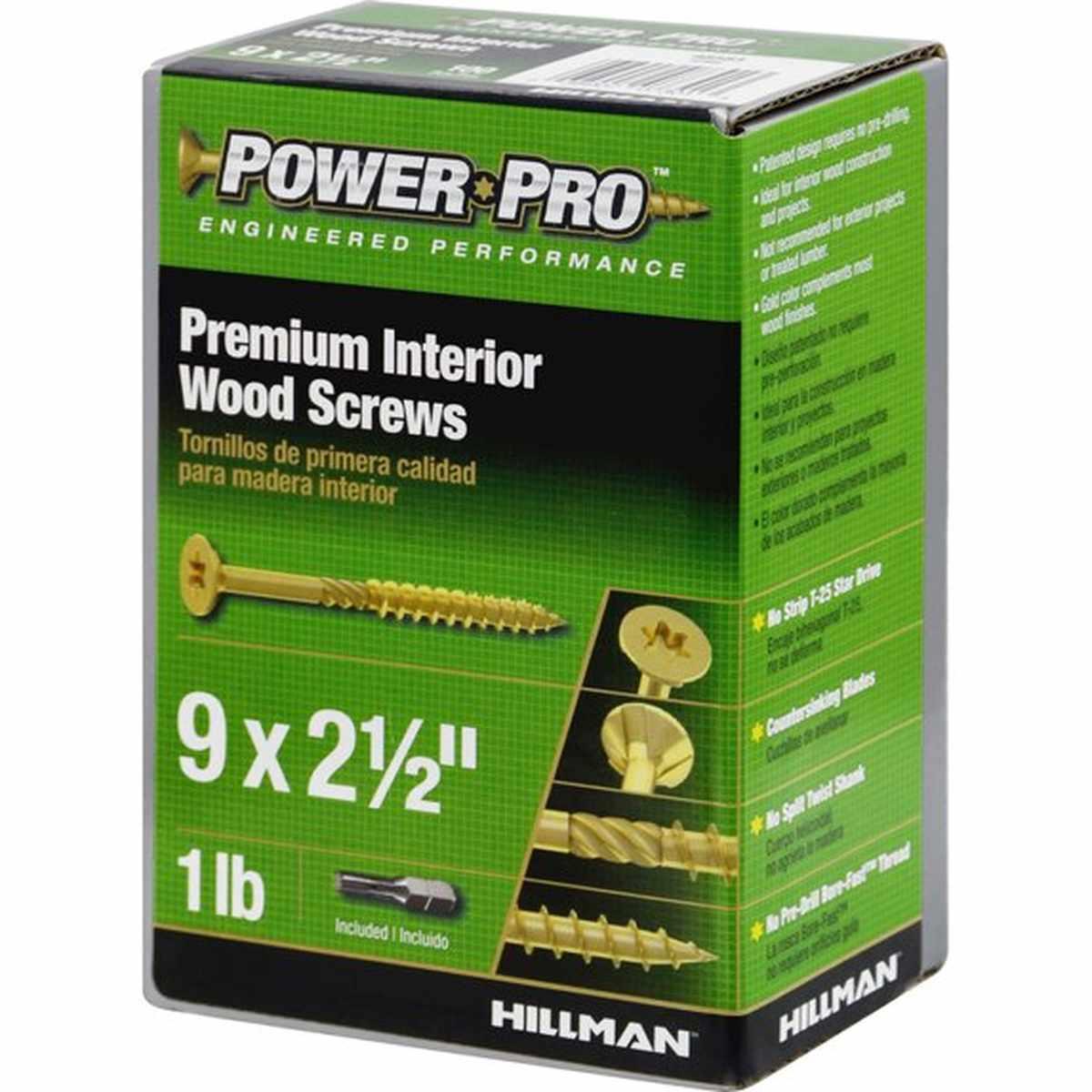 Power Pro 48583 Wood Screw s, #9X 2-1/2 Premium Star DriveIndoor CabinetScrew s  1# Box Alt #2