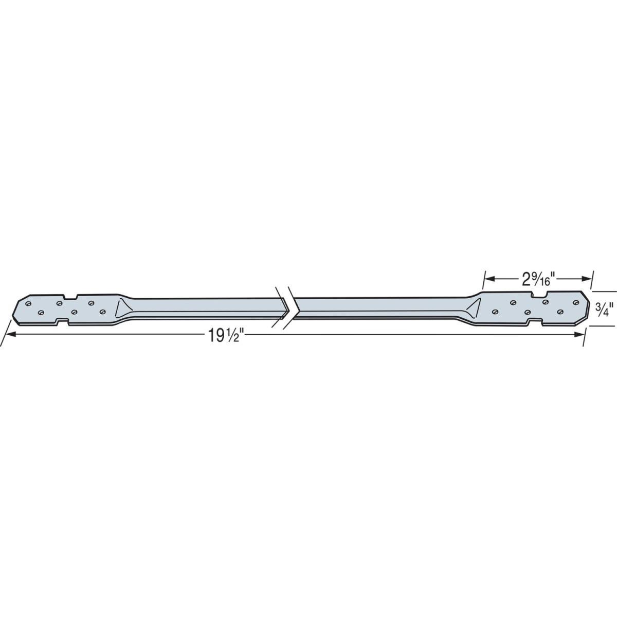 Simpson Strong-Tie LTB Series LTB20 Light Tension Bridging, 20 in L, 2 x 8, 2 x 10 in Post/Joist, Steel, Galvanized