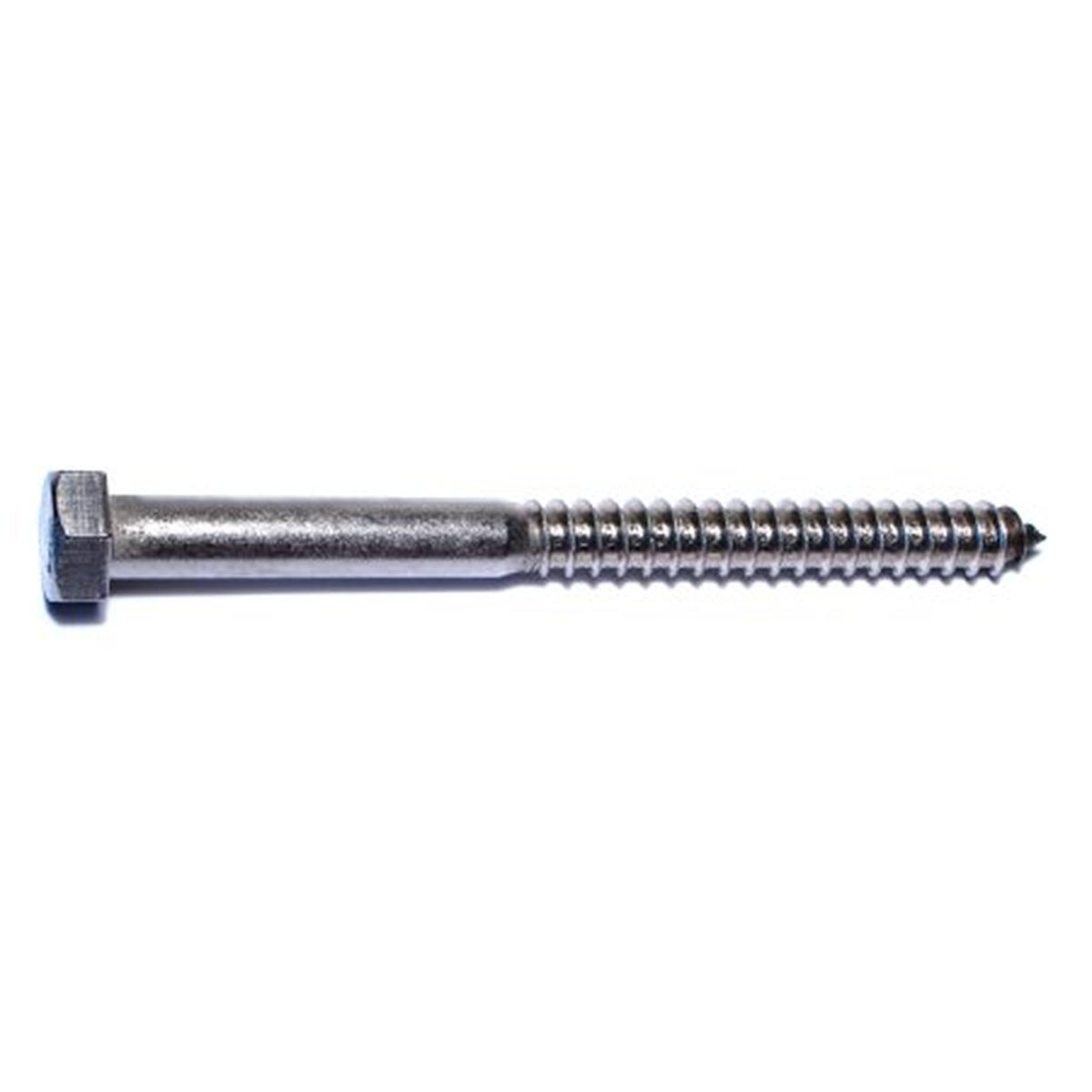 1/2 in x 6 in 18-8 Stainless Steel Hex Head Lag Screws, 10-Pack
