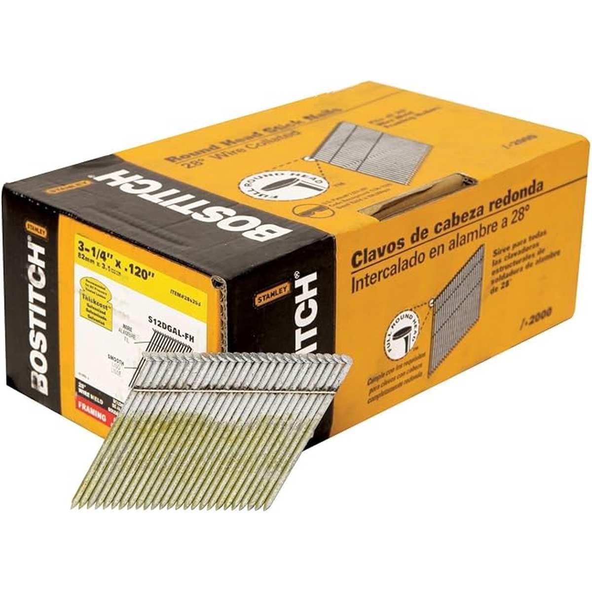 Bostitch S12DSGAL-FH Framing Nail, 3-1/4 in L, Thickcoat, Full Round Head, Screw Shank