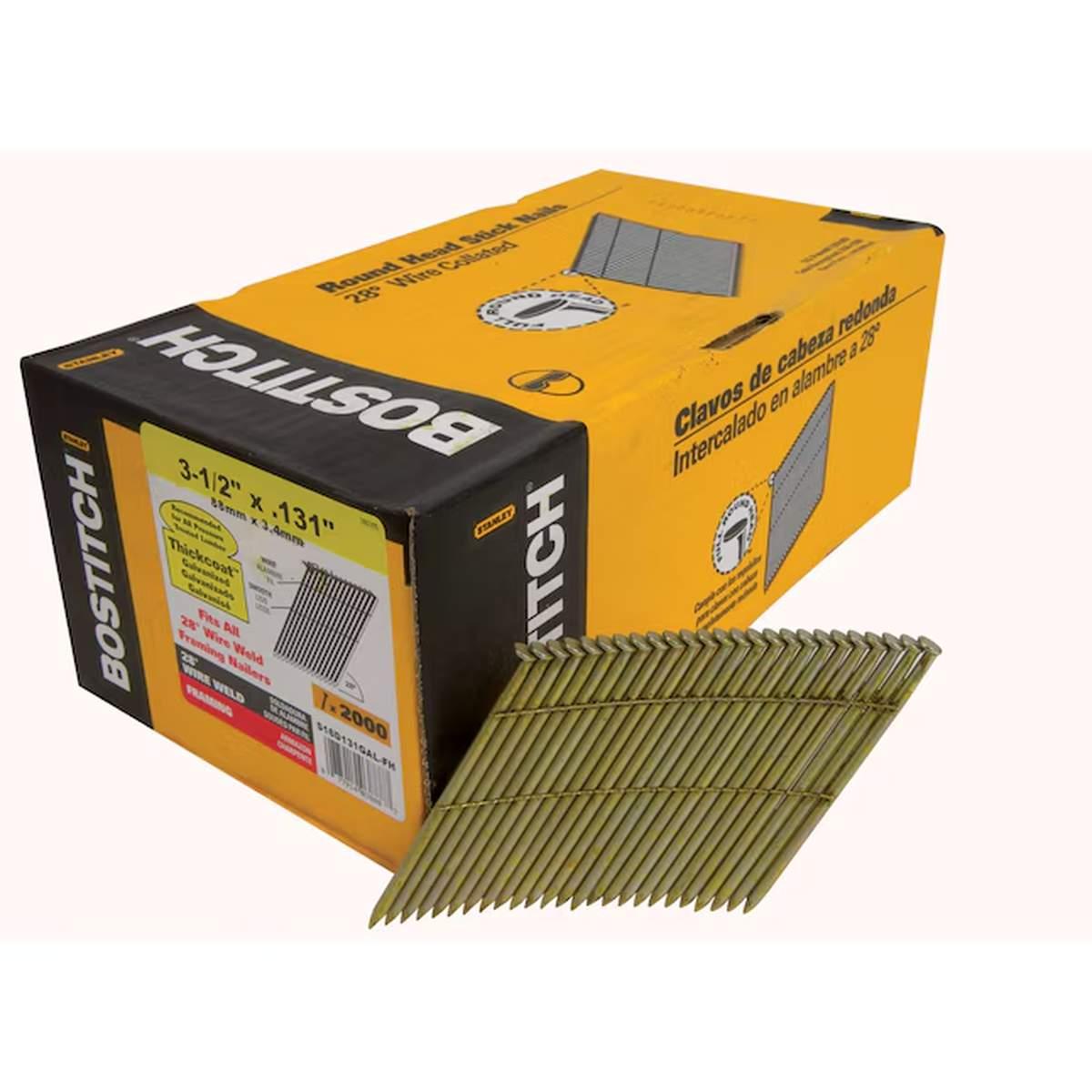 Bostitch S10DRGAL-FH Framing Nail, 3 in L, Thickcoat, Full Round Head, Ring Shank