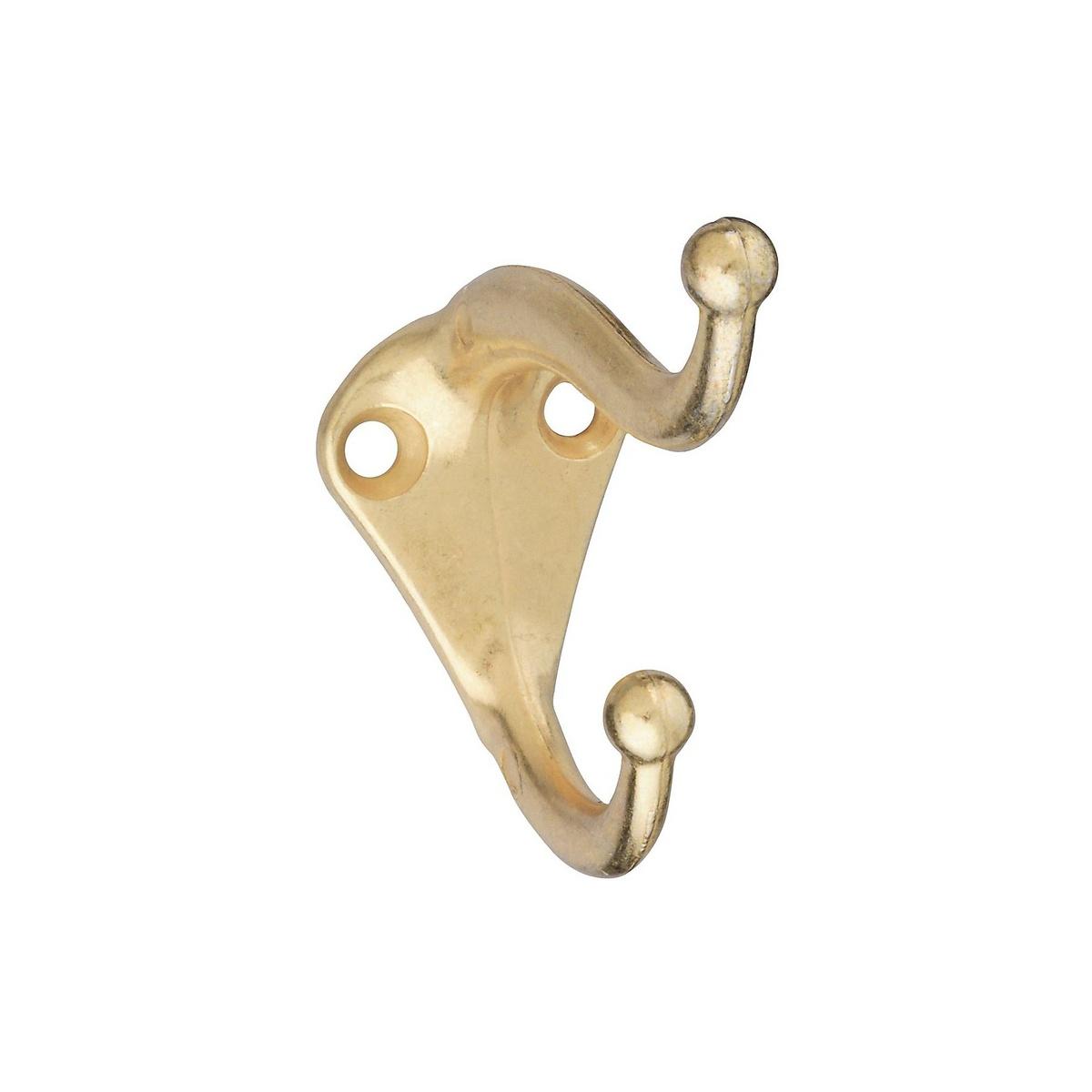 National Hardware Brass 2-Hook Coat and Hat Hook