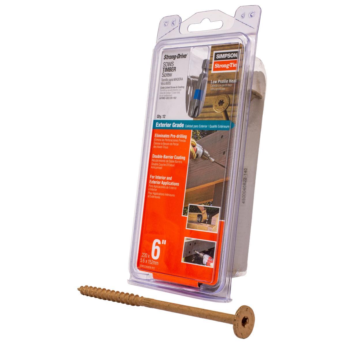 Sdws Timber Screws 6" 12Pc T40