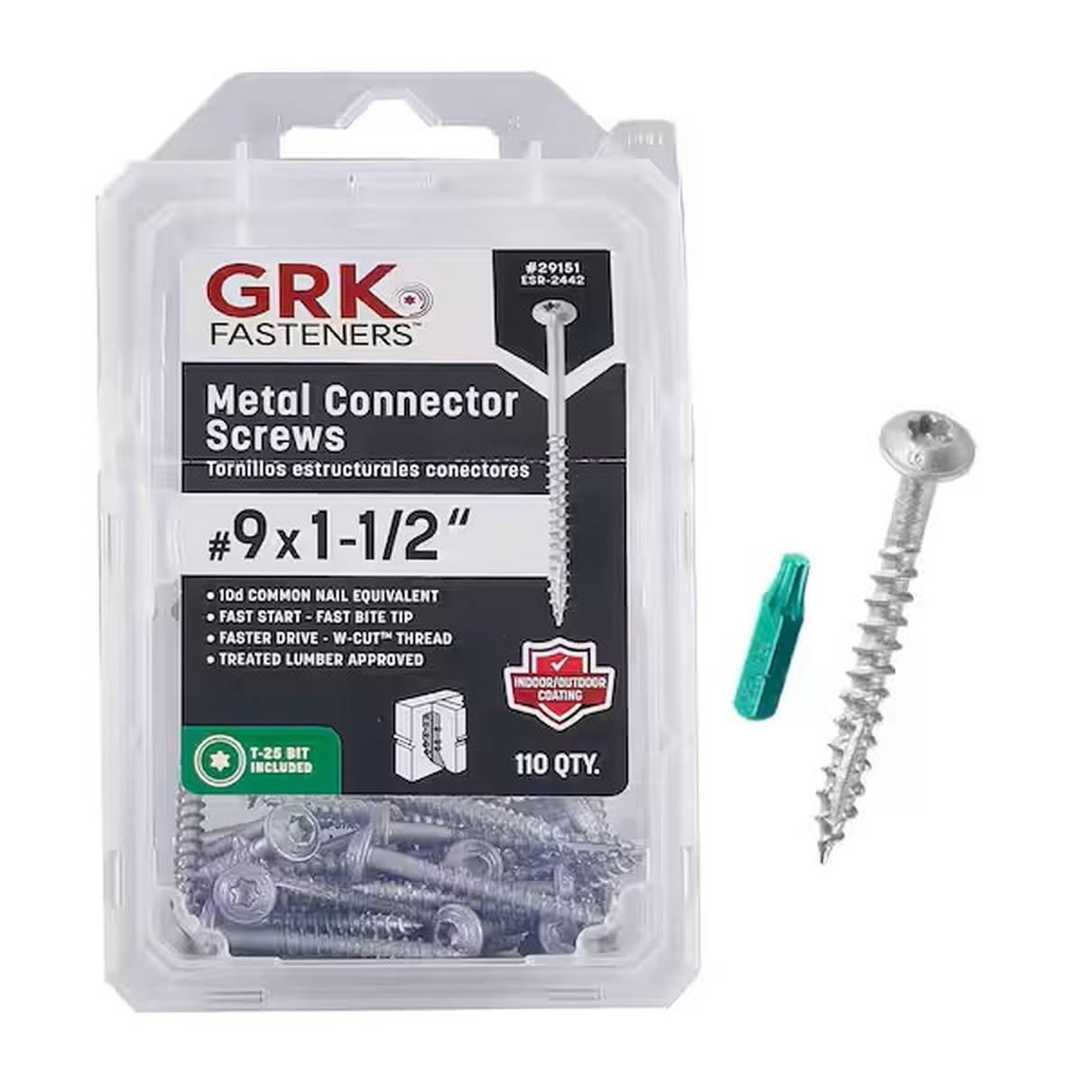 #9 x 1-1/2 in Washer Head Deck Screws, Torx Drive, Silver