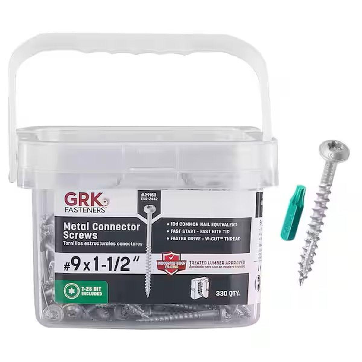 #9 x 1-1/2 in Washer Head Metal Connector Screws, Torx Drive, 330 Pack