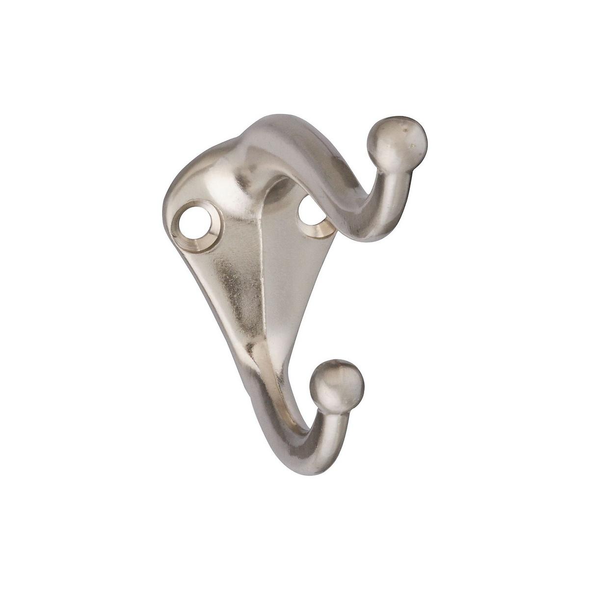 National Hardware Satin Nickel Zinc 2-Hook Coat and Hat Hook