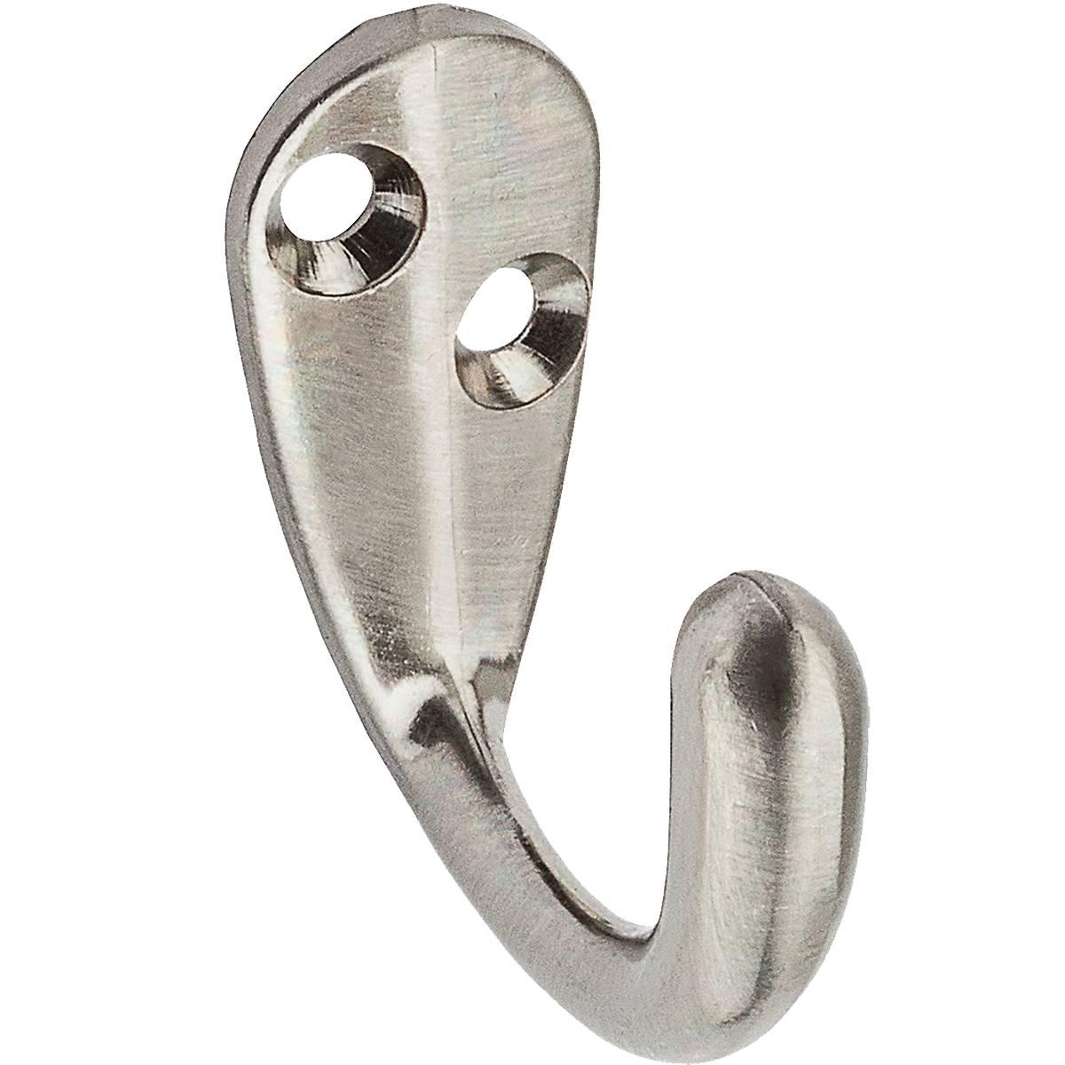 National Hardware Satin Nickel Zinc 1-Hook Cloth Hook 2-Pack