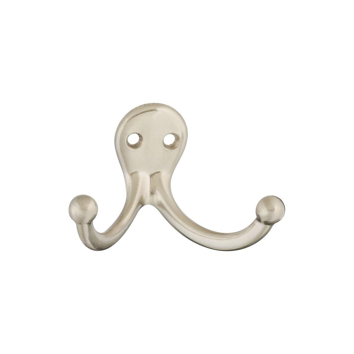 National Hardware Satin Nickel Zinc 2-Hook Cloth Hook 2-Pack