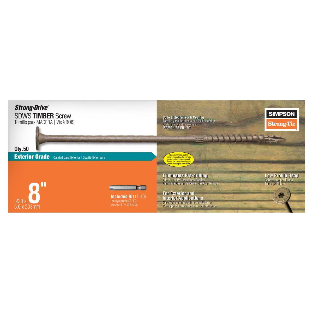 Sdws Timber Screw 8" 50Pc T40 Alt #2