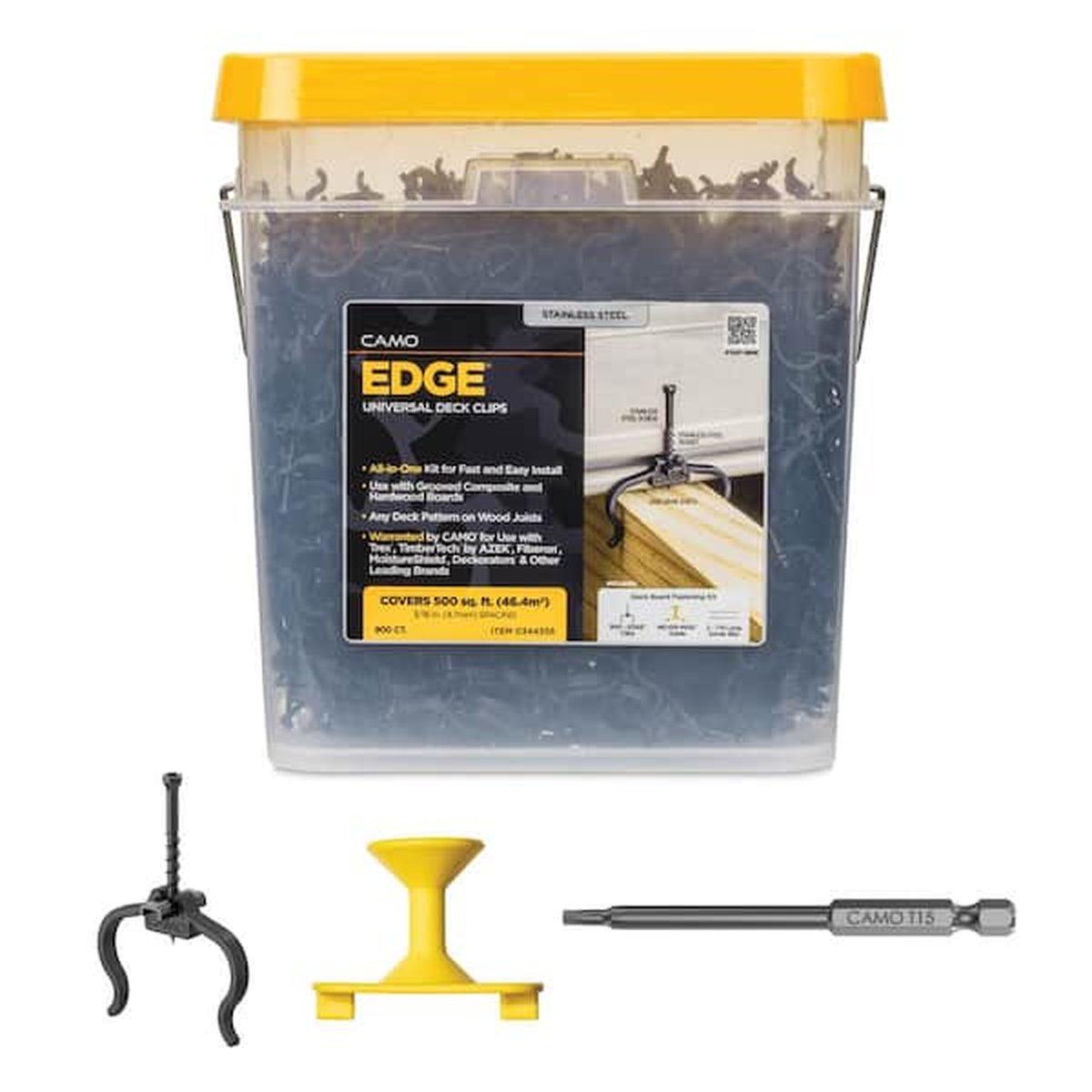 Camo 0344356 Edge Clip, 2-1/4 in L, Stainless Steel, Trim Head, Star Drive, Sharp Point, 900/BX