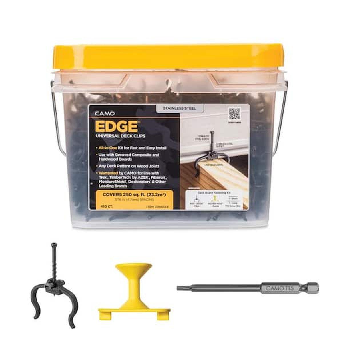 Camo 0344359 Edge Clip, 2-1/4 in L, Stainless Steel, Trim Head, Star Drive, Sharp Point, 450/BX