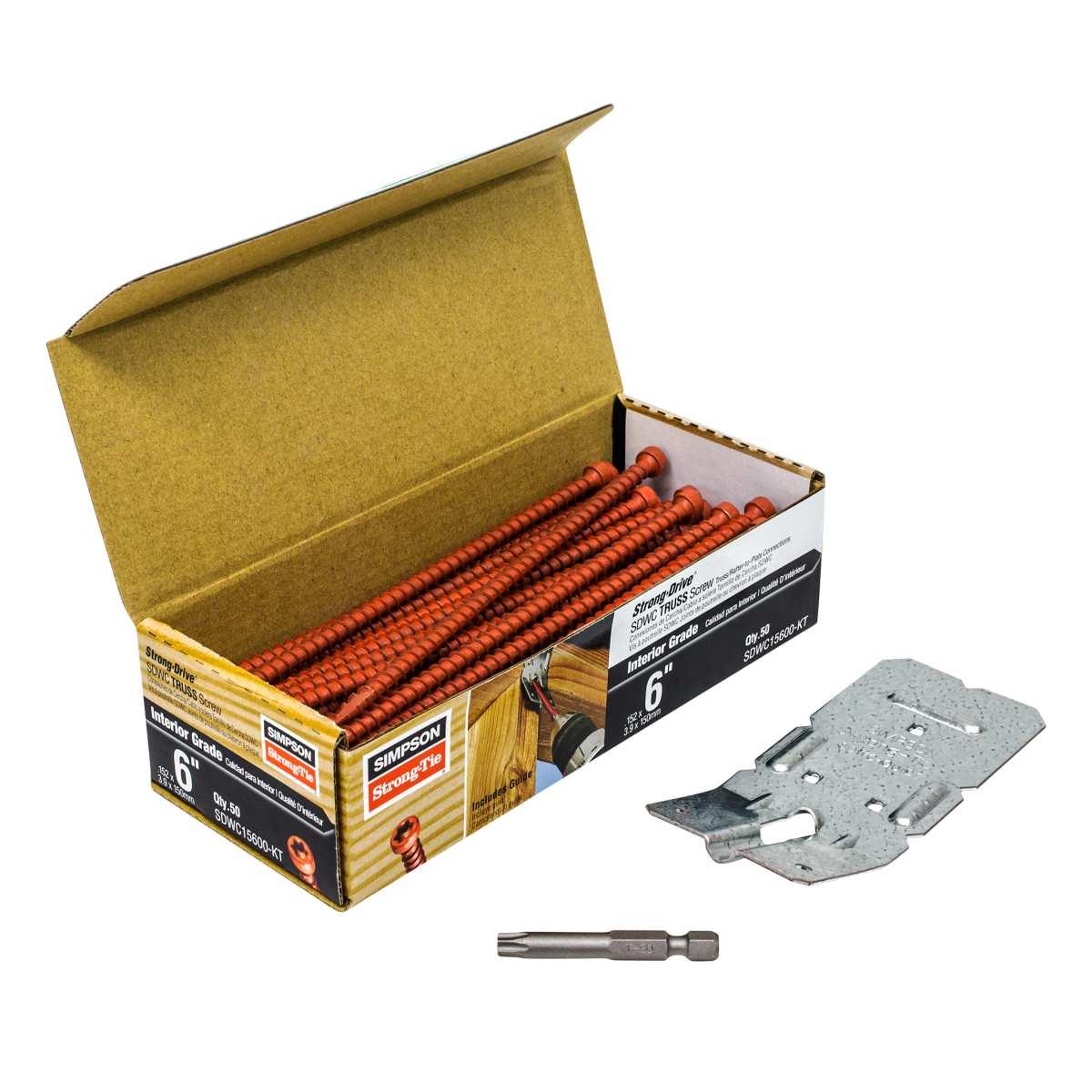 Simpson Strong-Tie Strong-Drive SDWC SDWC15600-KT Truss Screw Kit, 6 in L, Cap Head, 6-Lobe Drive, Type-17 Point, Orange Alt #2