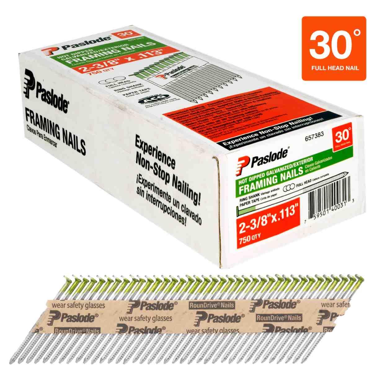 Framing Nails, 2-3/8 in, Hot-Dipped Galvanized, Ring Shank, Round Head