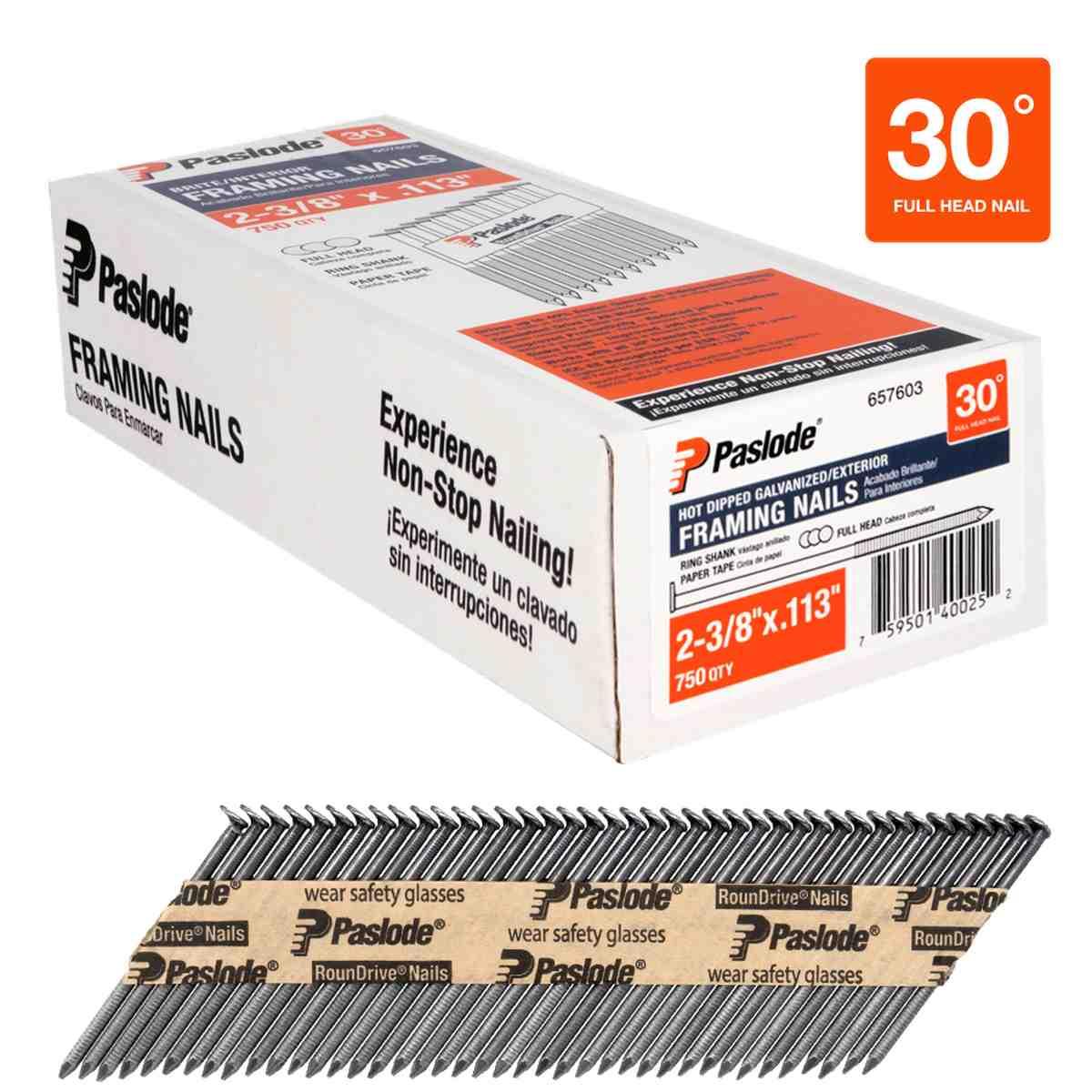 Framing Nails, 2-3/8 in, Brite, Ring Shank, Round Head