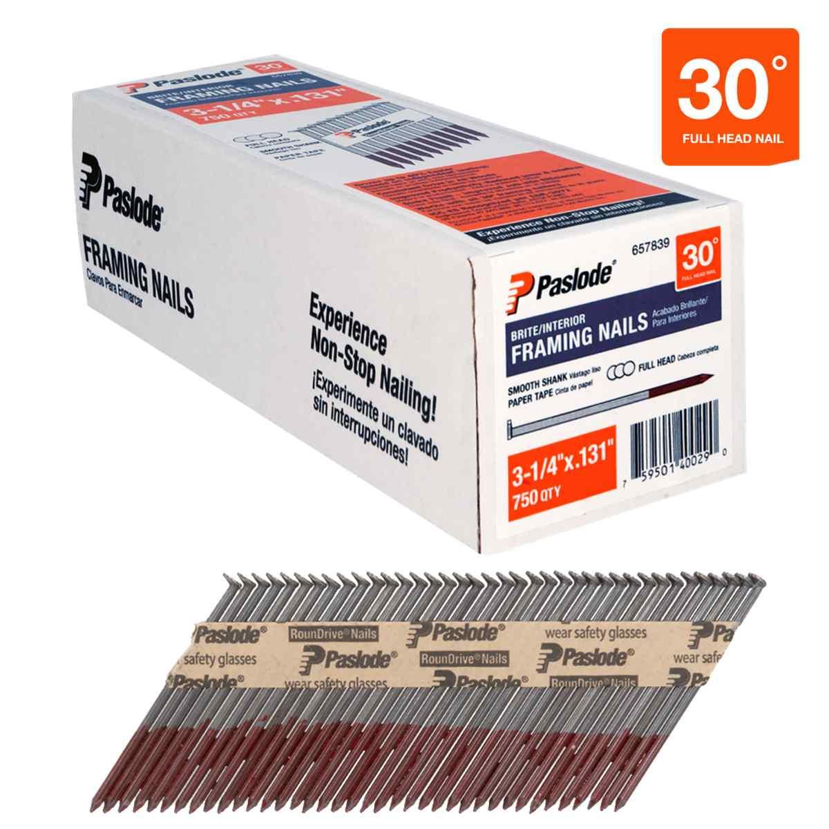 Framing Nails, 3-1/4 in, Brite, Smooth Shank, Round Head