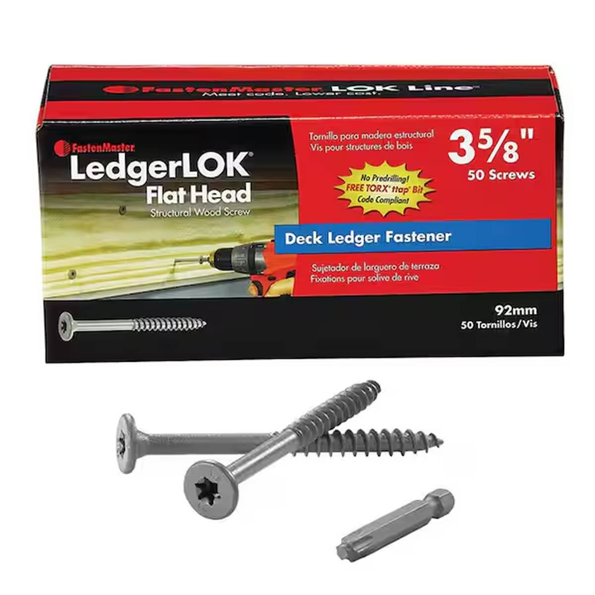LedgerLOK Structural Ledger Screws, Flat Head 3-5/8 in Gray 50-Pack