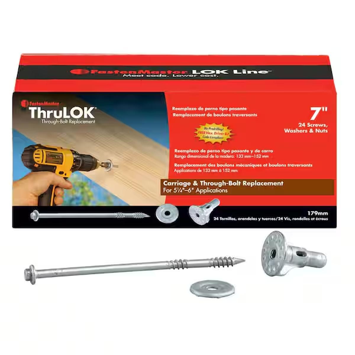 ThruLok Wood Screw Bolt Fastening System 1/4 in x 7 in External Hex Drive 24-Pack