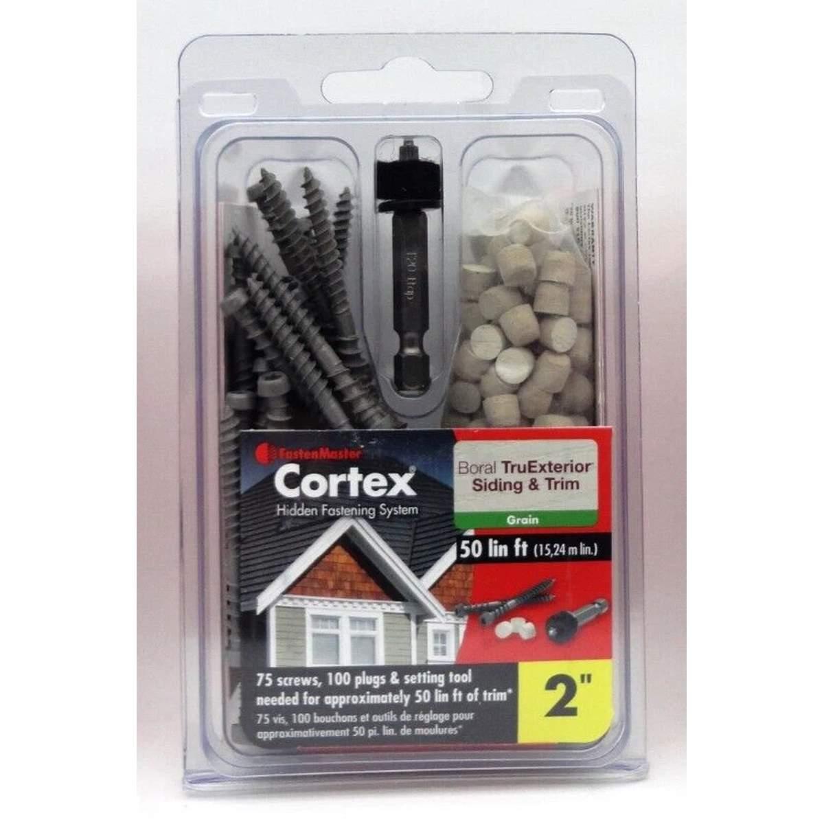 Collated Cortex Hidden Fastening System for AZEK Trim - 2 inch Cortex screws plugs Traditional 50 LF Boral Grain