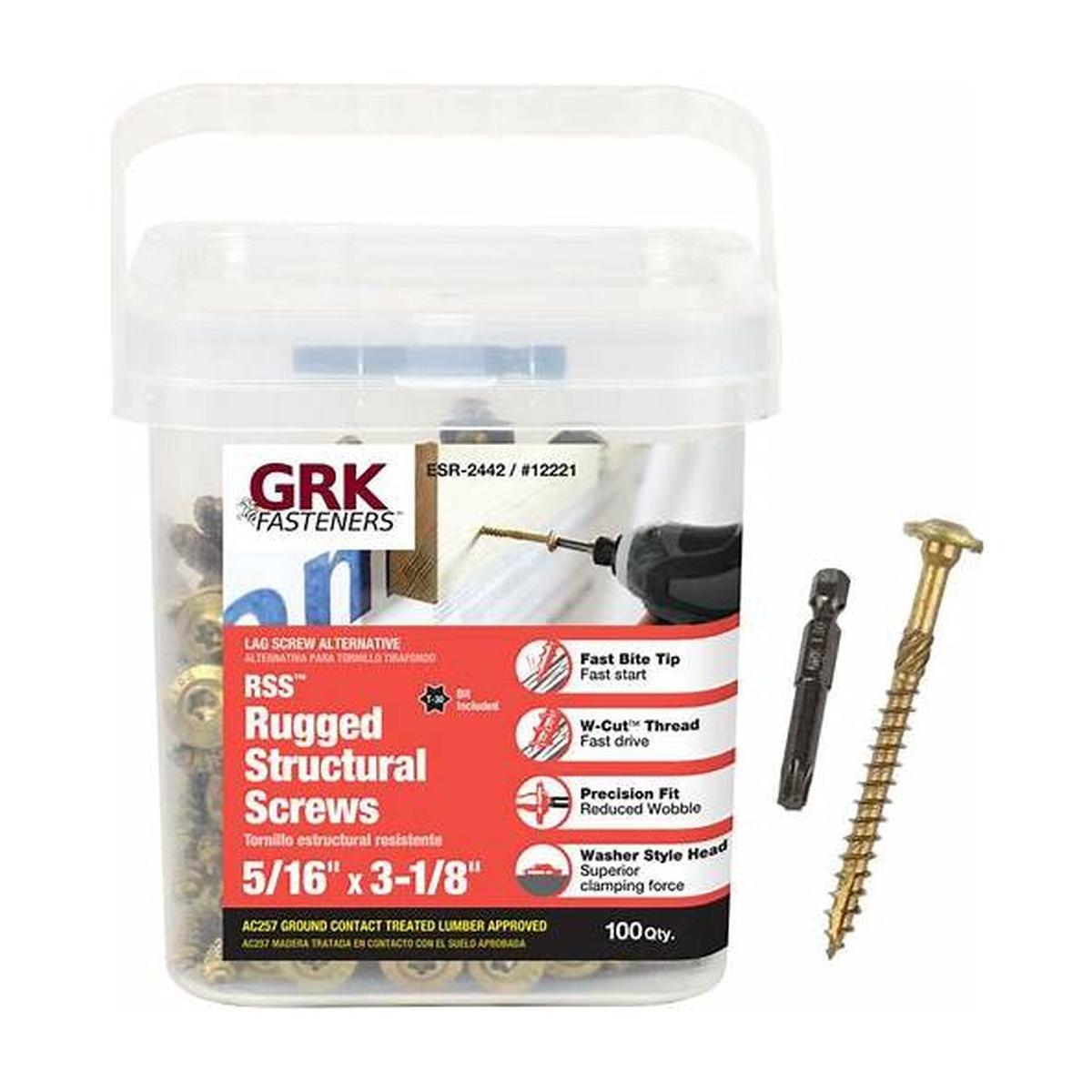 RSS 5/16 x 3-1/8 in Structural Screws, Black, 100 Pack