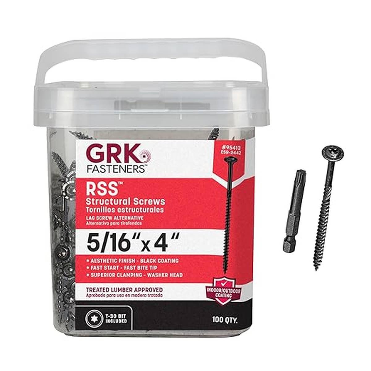 RSS 5/16 x 4 in Structural Screws, Black, 100 Pack