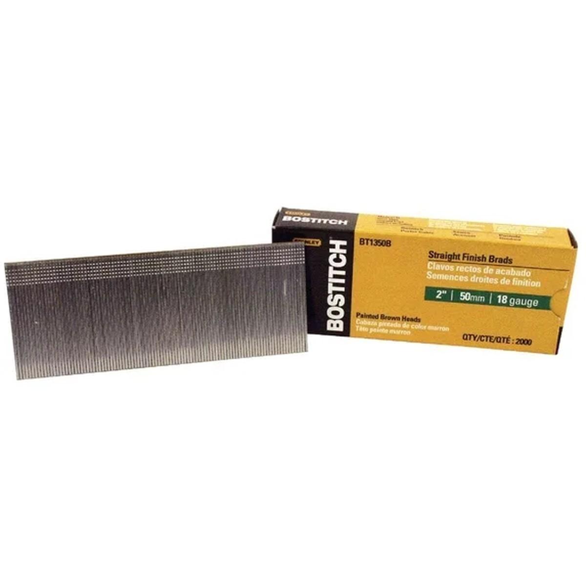 Bostitch BT1350B Series Nail, Glue Collation, 2 in L, 18 Gauge, Steel, Coated, Brad Head, Smooth Shank, 2000/PK