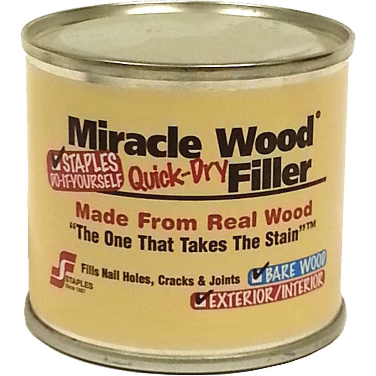 Staples Miracle Wood 901 Wood Filler, Putty, Strong Solvent, Natural, 0.25 lb