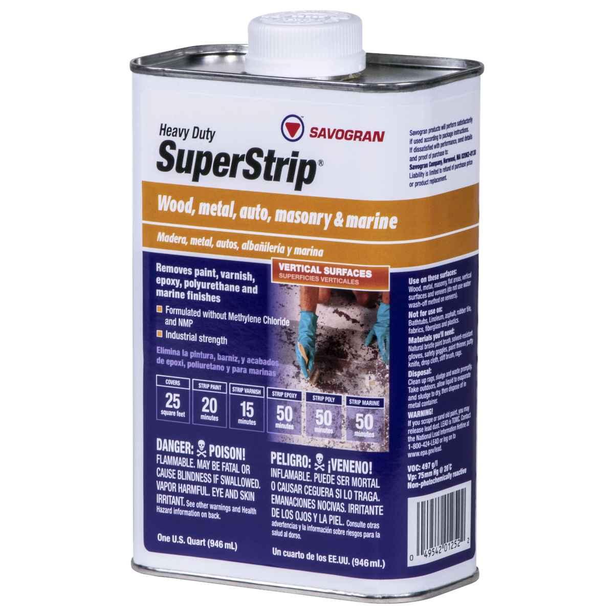 Savogran SuperStrip 01252 Paint/Varnish Remover, Liquid, Aromatic, Blue, 1 qt