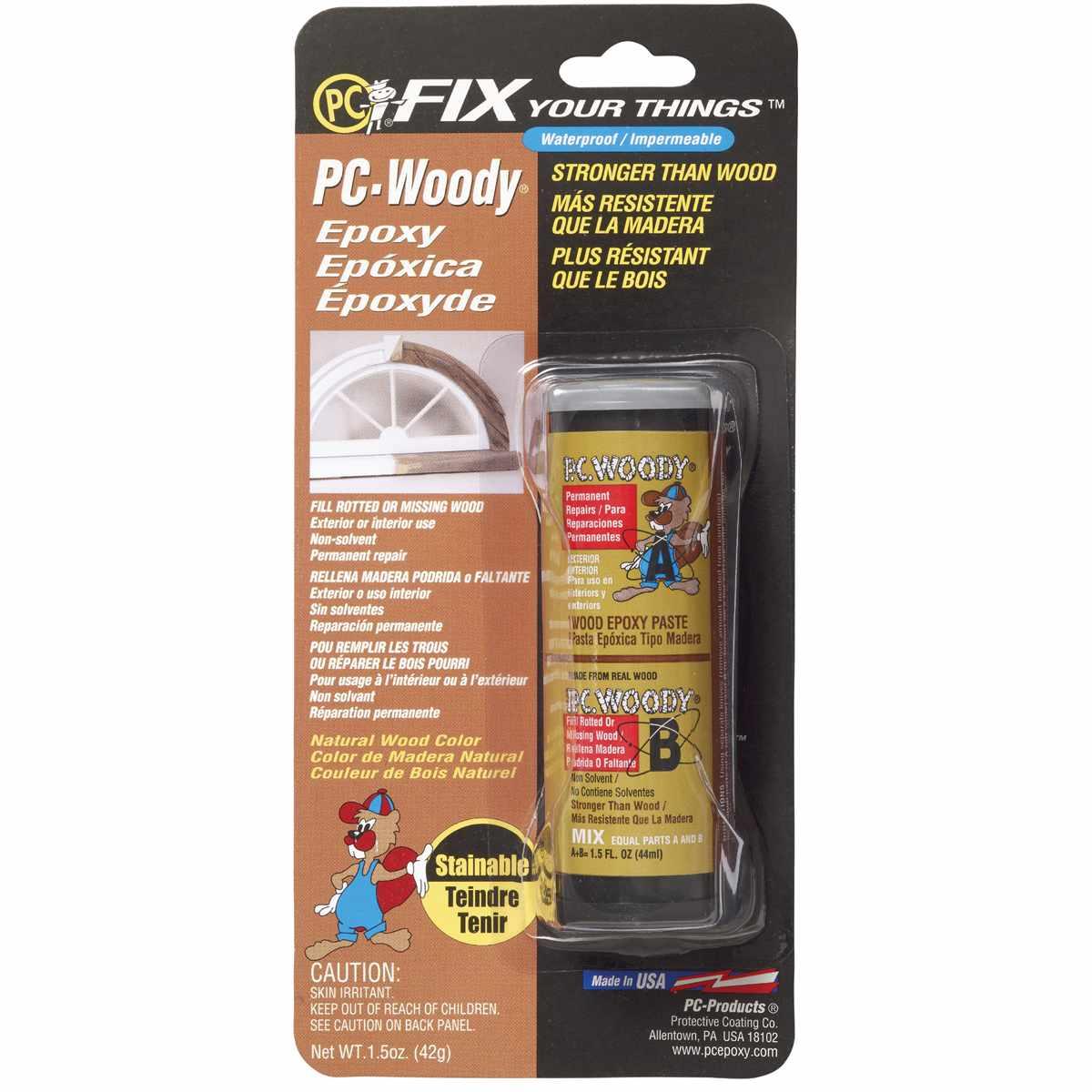 Protective Coating PC-WOODY 1.5OZ Epoxy Adhesive, White, Paste, 1.5 oz Pack