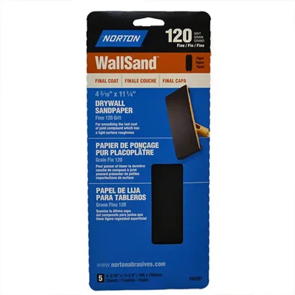 Norton Drywall Sandpaper 120Grit 5Pk