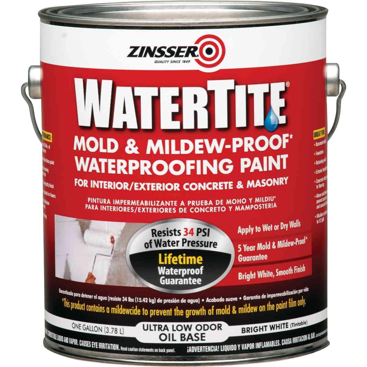 1 Gallon WaterTite Mold and Mildew-Proof White Oil Based Waterproofing Interior/Exterior Pain