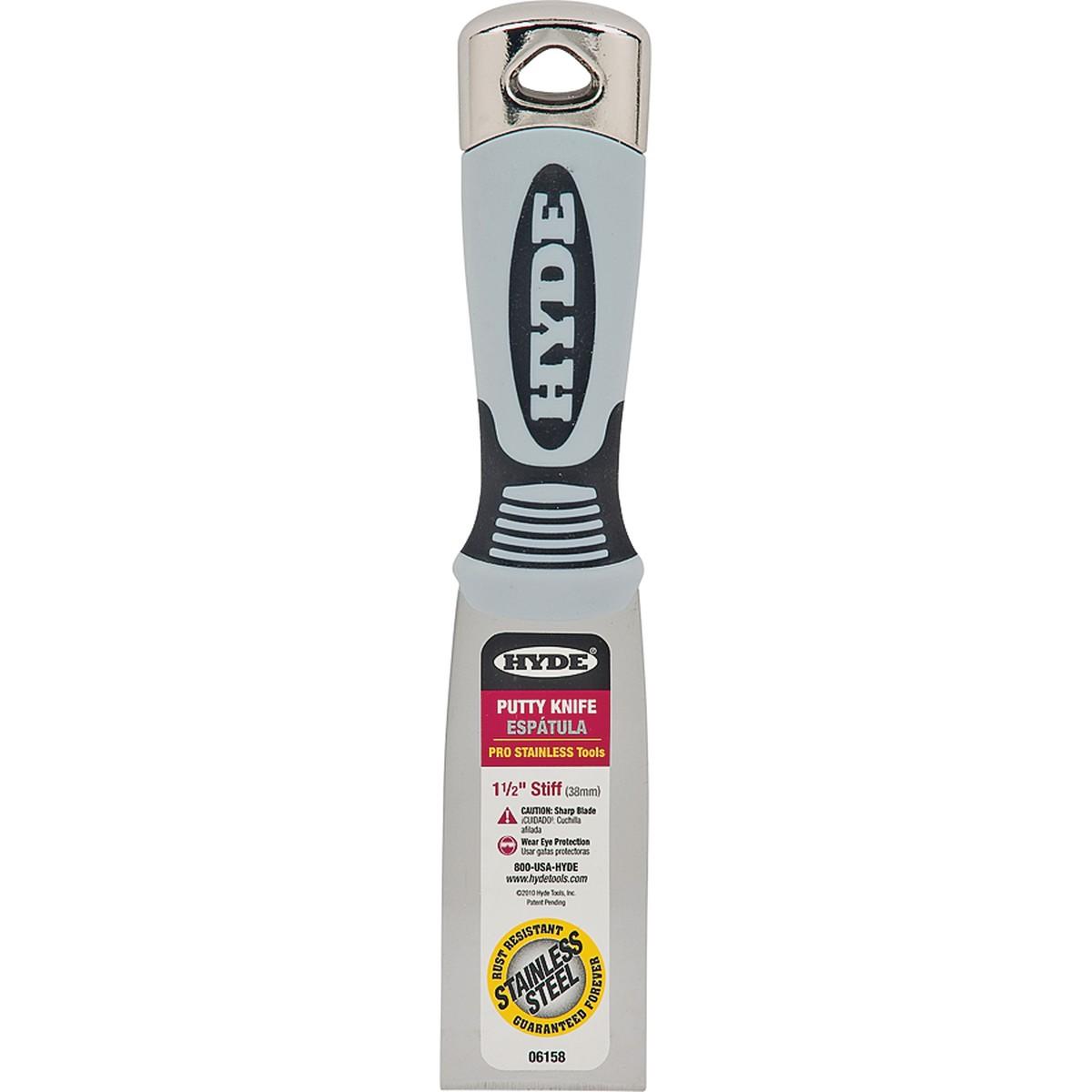 Pro Stainless Series Putty Knife 1-1/2 in Stainless Steel Blade, Soft Grip Handle
