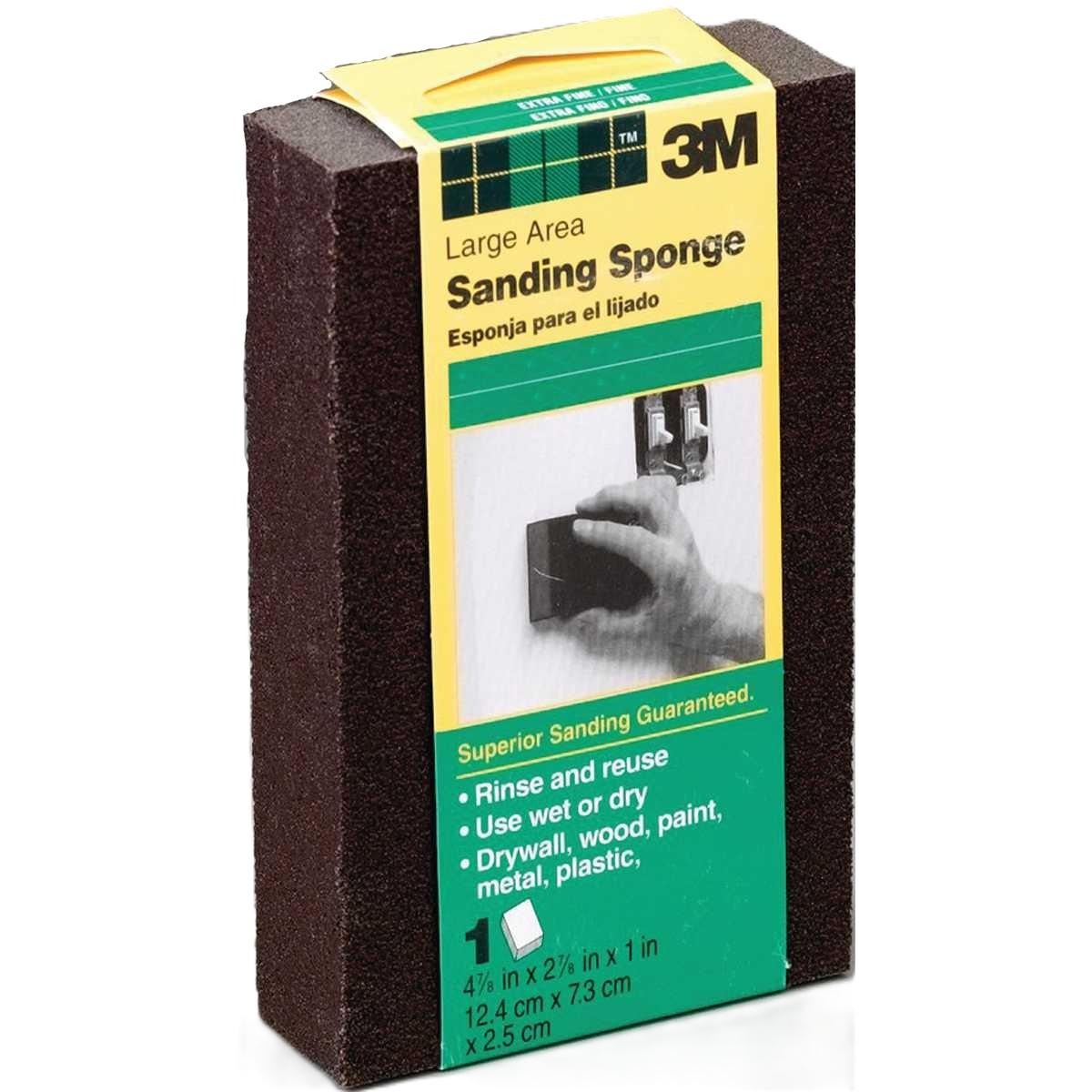 3M DSFM-F-ESF-10 Sanding Sponge, 4-7/8 in L, 2-7/8 in W, Fine, Medium, Aluminum Oxide Abrasive