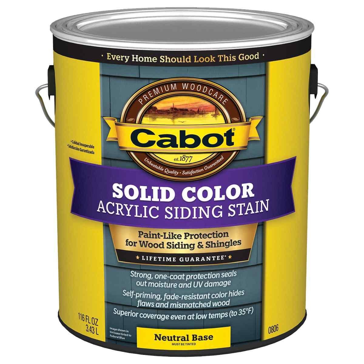 Cabot 800 Series 140.0000806.007 Solid Color Siding Stain, Natural Flat, Liquid, 1 gal, Can