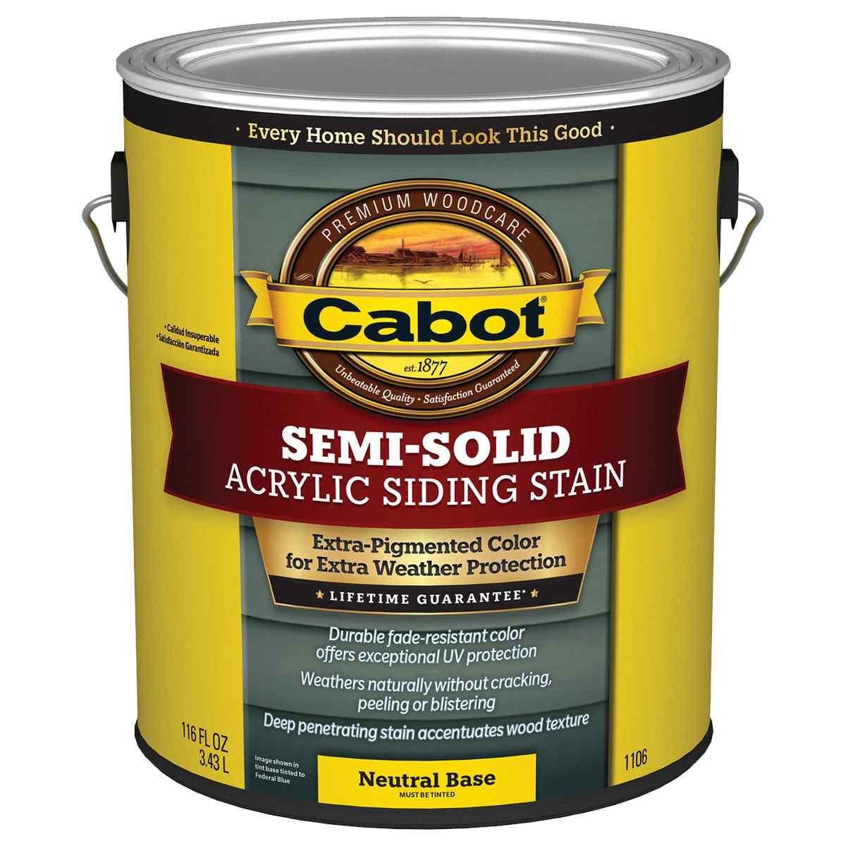 Cabot 1100 Series 140.0001106.007 Semi-Solid Siding Stain, Natural Flat, Liquid, 1 gal, Can