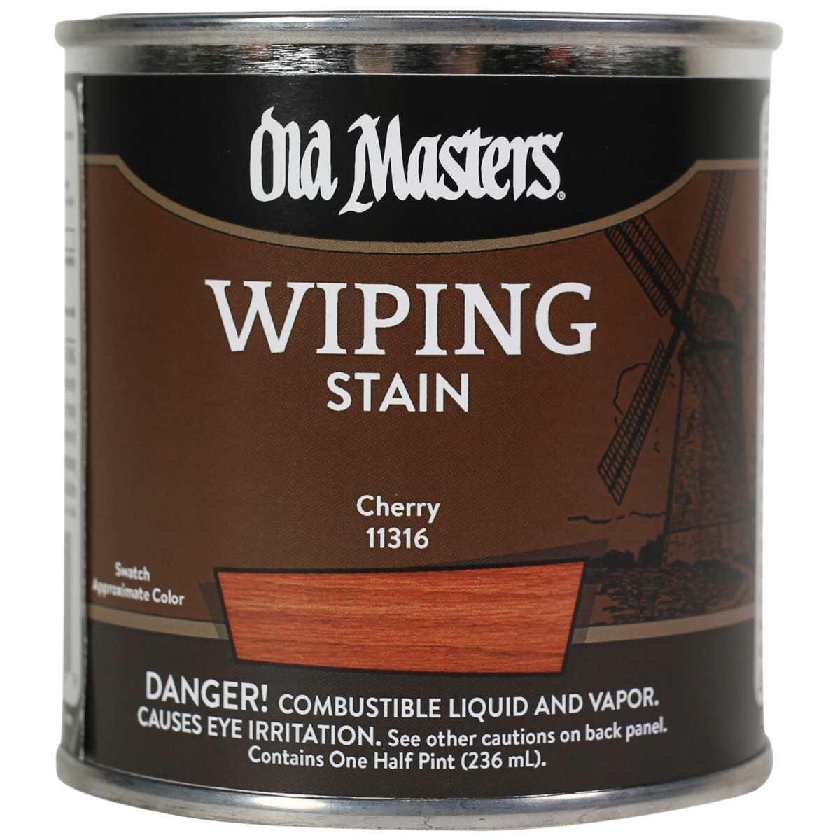 Old Masters 11316 Wiping Stain, Cherry, Liquid, 0.5 pt, Can