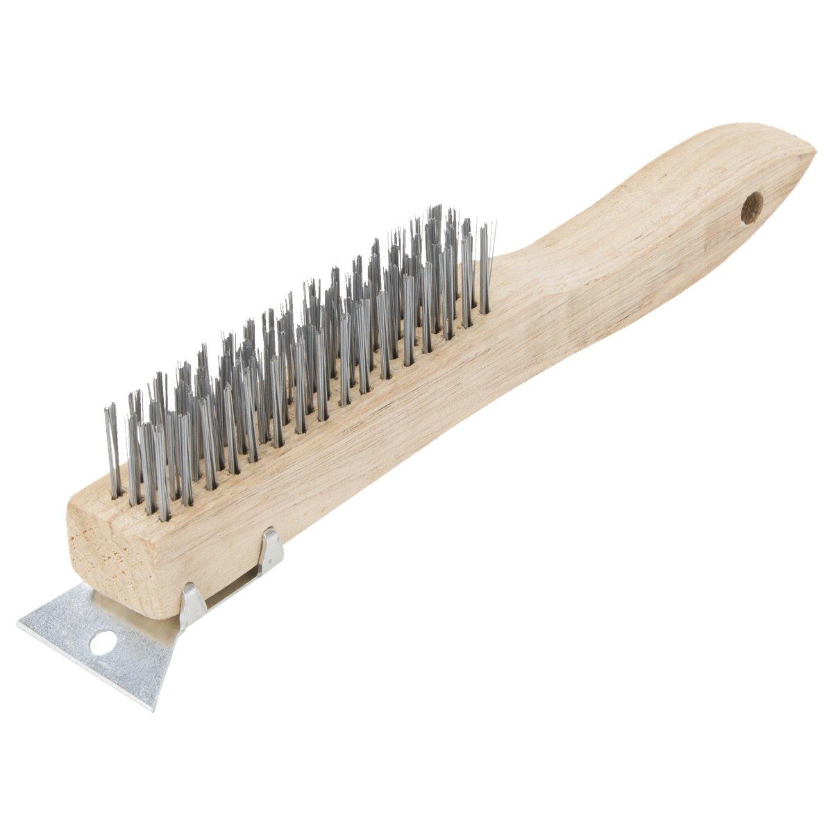 ProSource TGE-WB416 Wire Brush with Scraper, 4-1/2 in L Brush, 3/4 in W Brush, Zinc Bristle, 1-3/4 in L Trim