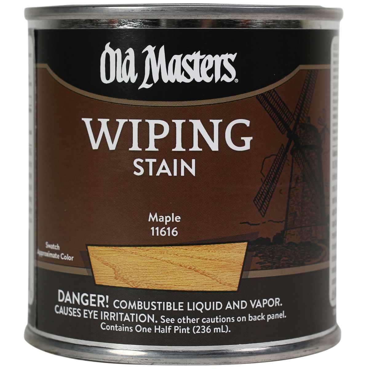 Old Masters 11616 Wiping Stain, Maple, Liquid, 0.5 pt, Can