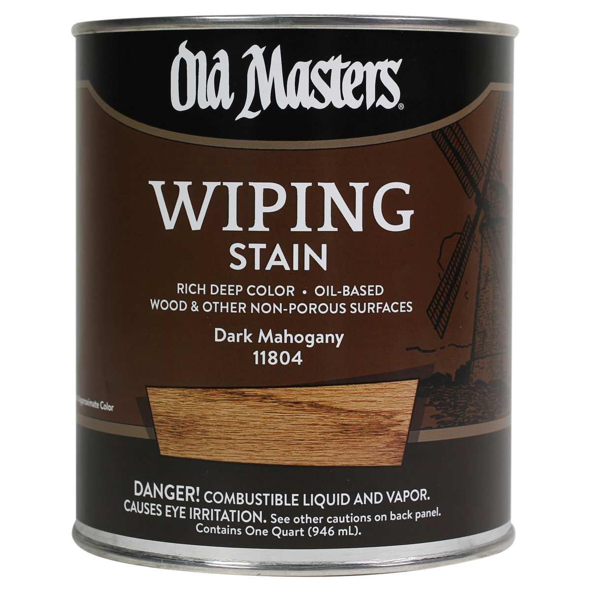 Old Masters 11804 Wiping Stain, Dark Mahogany, Liquid, 1 qt, Can