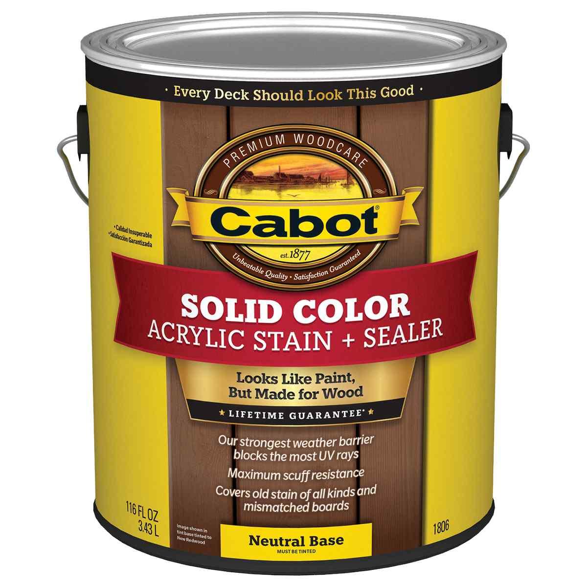 Cabot 140.0001806.007 Solid Stain, Low Luster, Neutral, Liquid, 1 gal